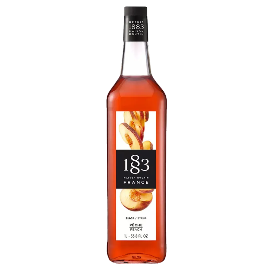 1883 Peach Syrup 1L Glass Bottle