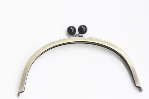 21.5cm( 8 1/2") Brushed Brass Purse Frame With Black Candy Head Bag Hanger High Quality