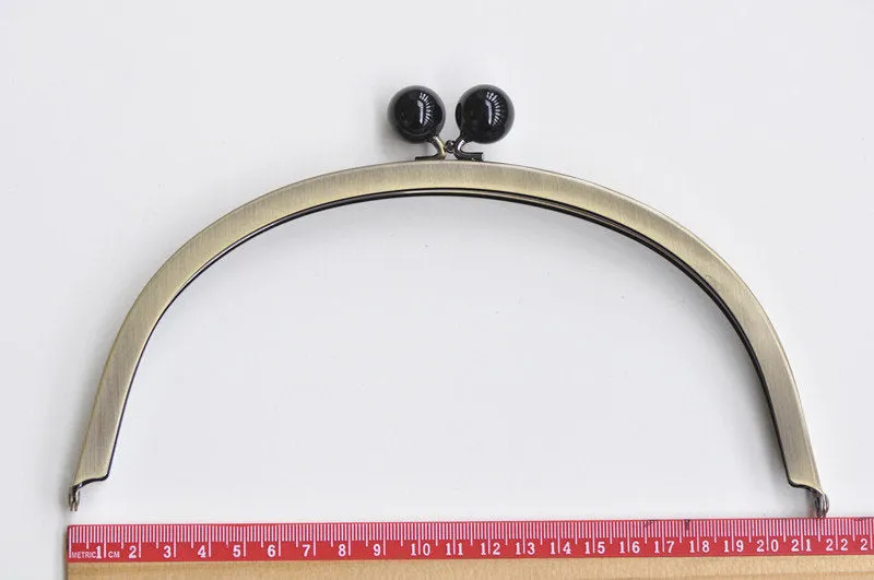 21.5cm( 8 1/2") Brushed Brass Purse Frame With Black Candy Head Bag Hanger High Quality