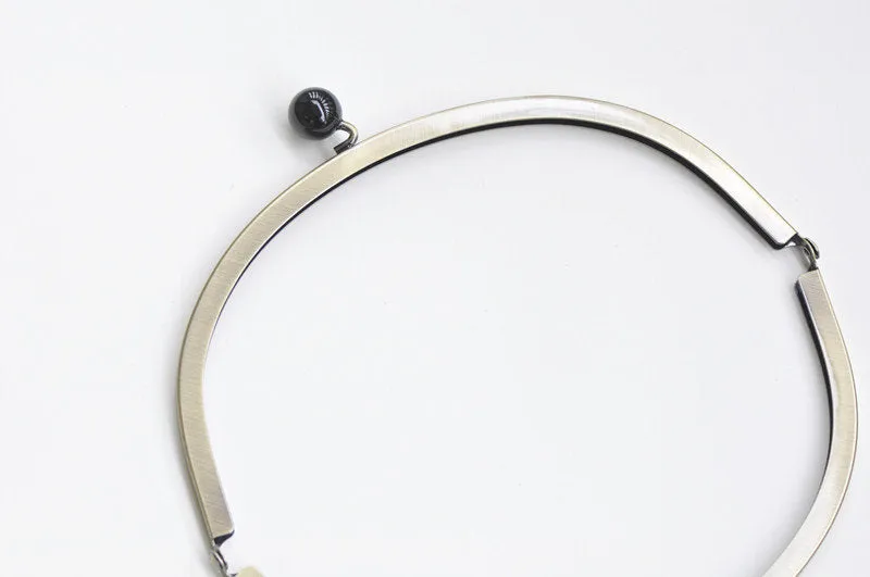21.5cm( 8 1/2") Brushed Brass Purse Frame With Black Candy Head Bag Hanger High Quality