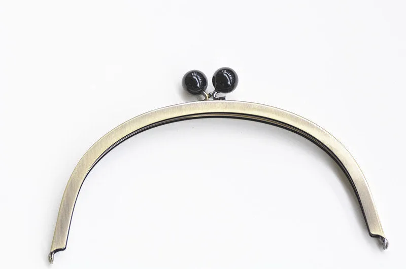 21.5cm( 8 1/2") Brushed Brass Purse Frame With Black Candy Head Bag Hanger High Quality