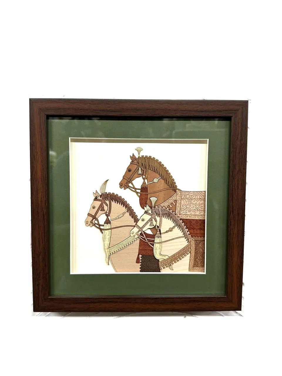 3 Horses Fine Wooden Artwork Detailed Craftsmanship Corporate Souvenir Tamrapatra