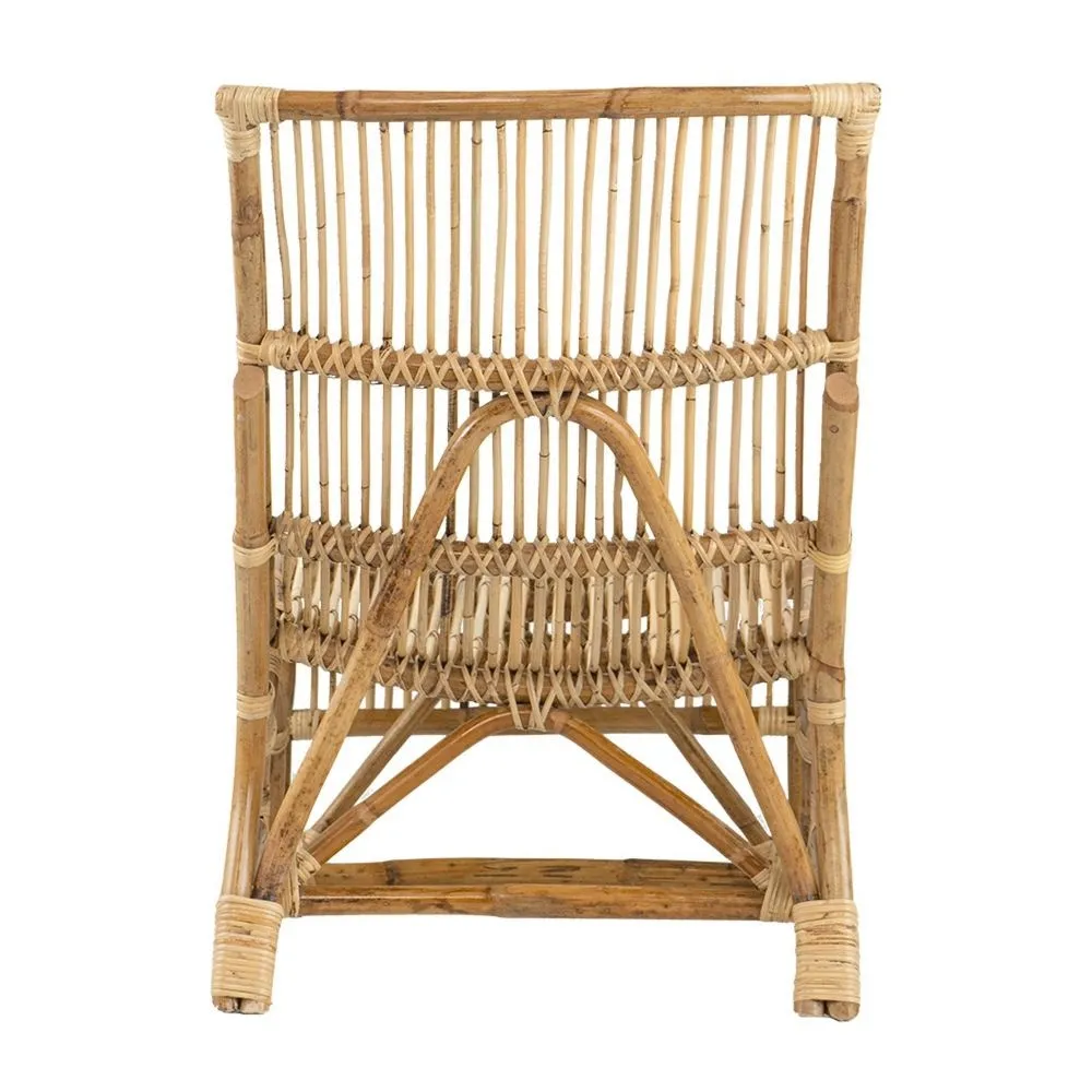 35 Inch Retro Style Rattan Lounge Chair, Slatted Support, Natural Brown By Casagear Home