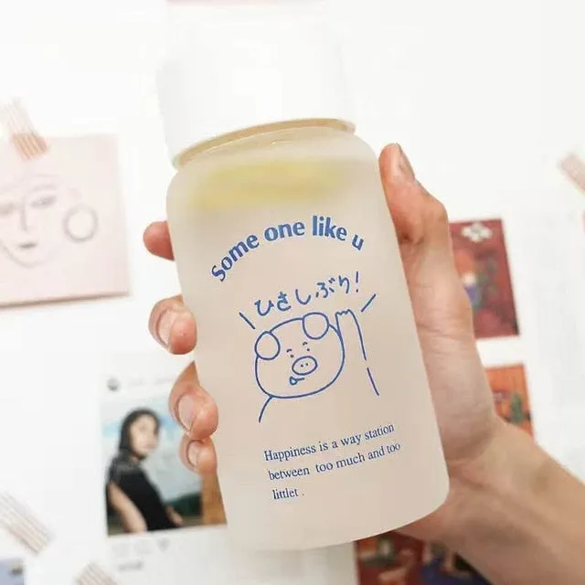 500ml  Kawaii Eco Friendly glass tumbler