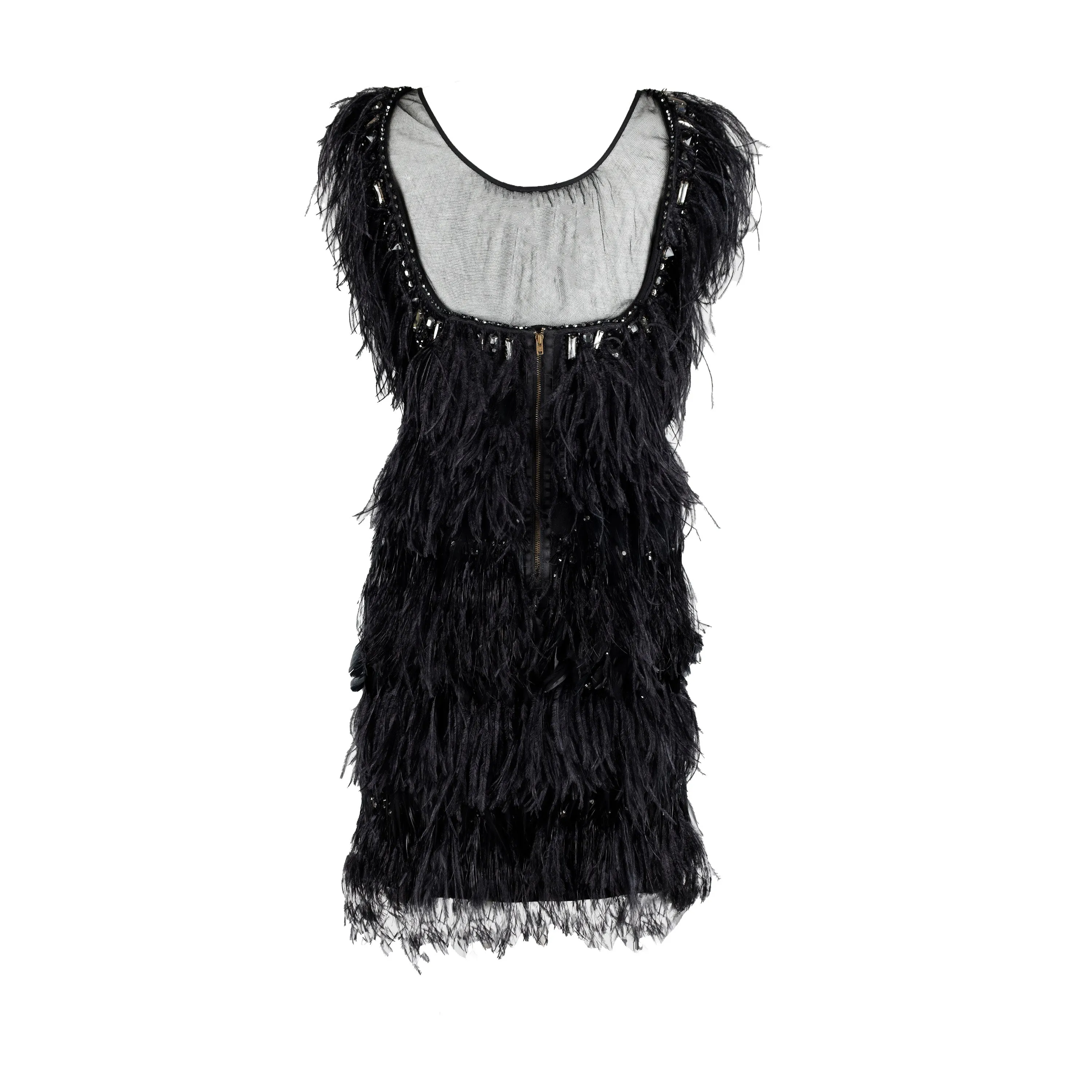 6267 Feather Embroidered Dress - '00s