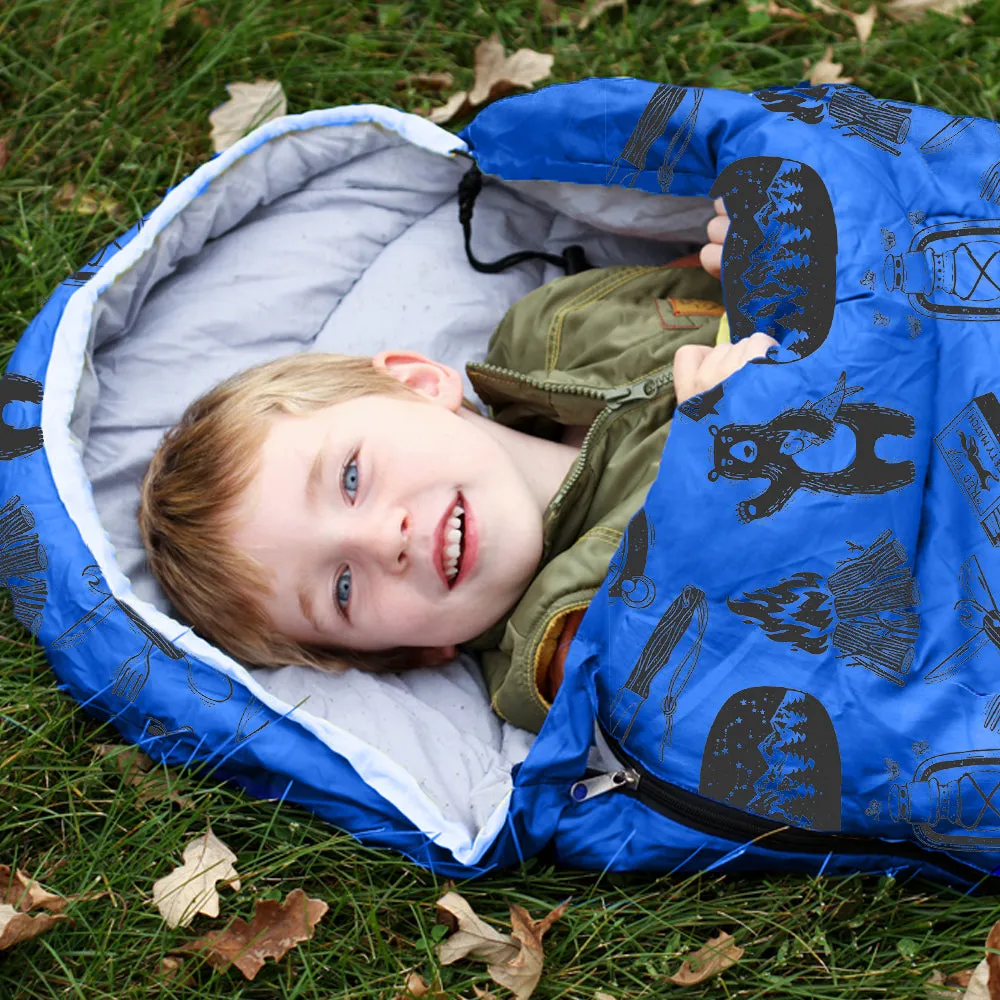 Adventure Theme 32F - 59F Kids Sleeping Bag with Pillow Sleeve - Mummy Style
