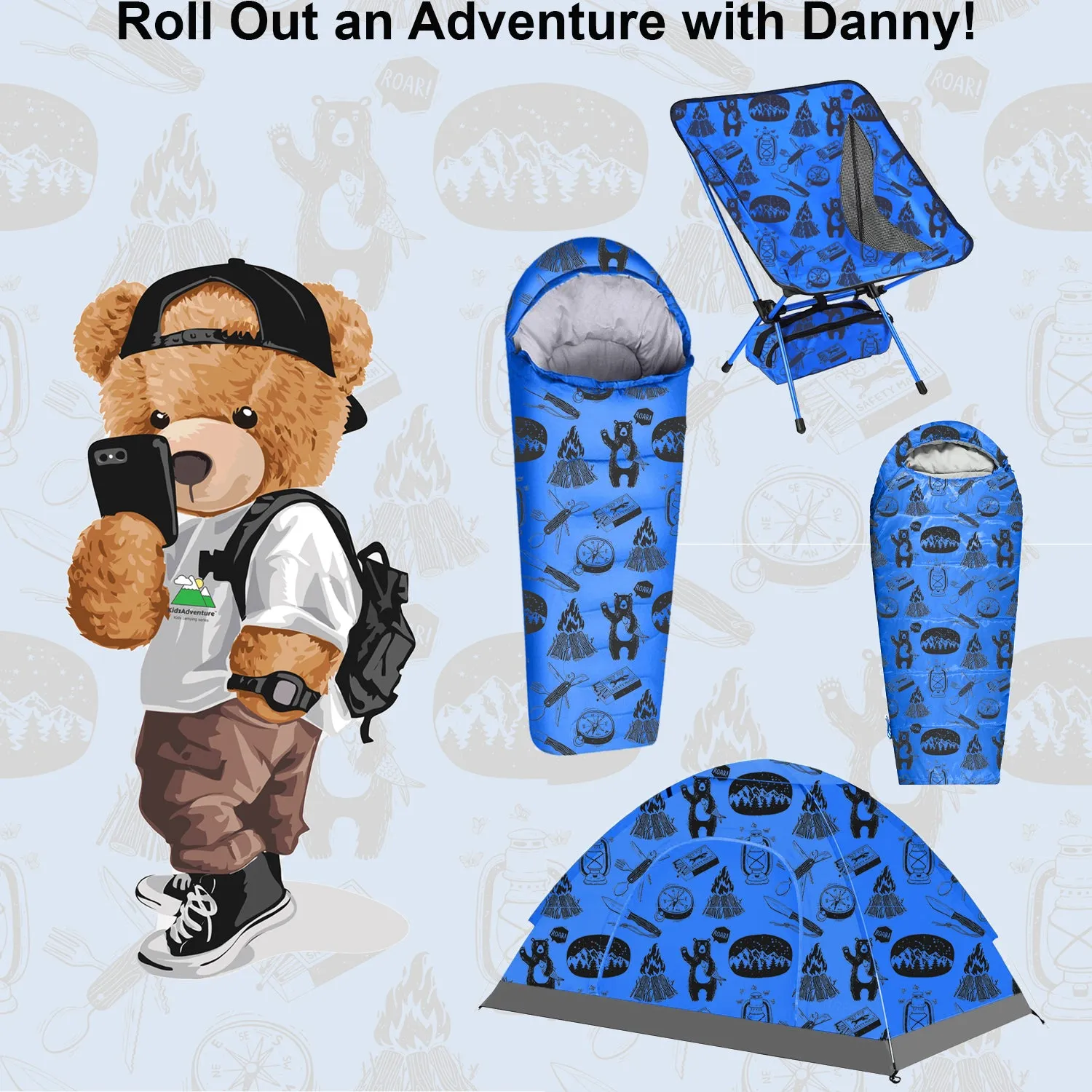 Adventure Theme 32F - 59F Kids Sleeping Bag with Pillow Sleeve - Mummy Style