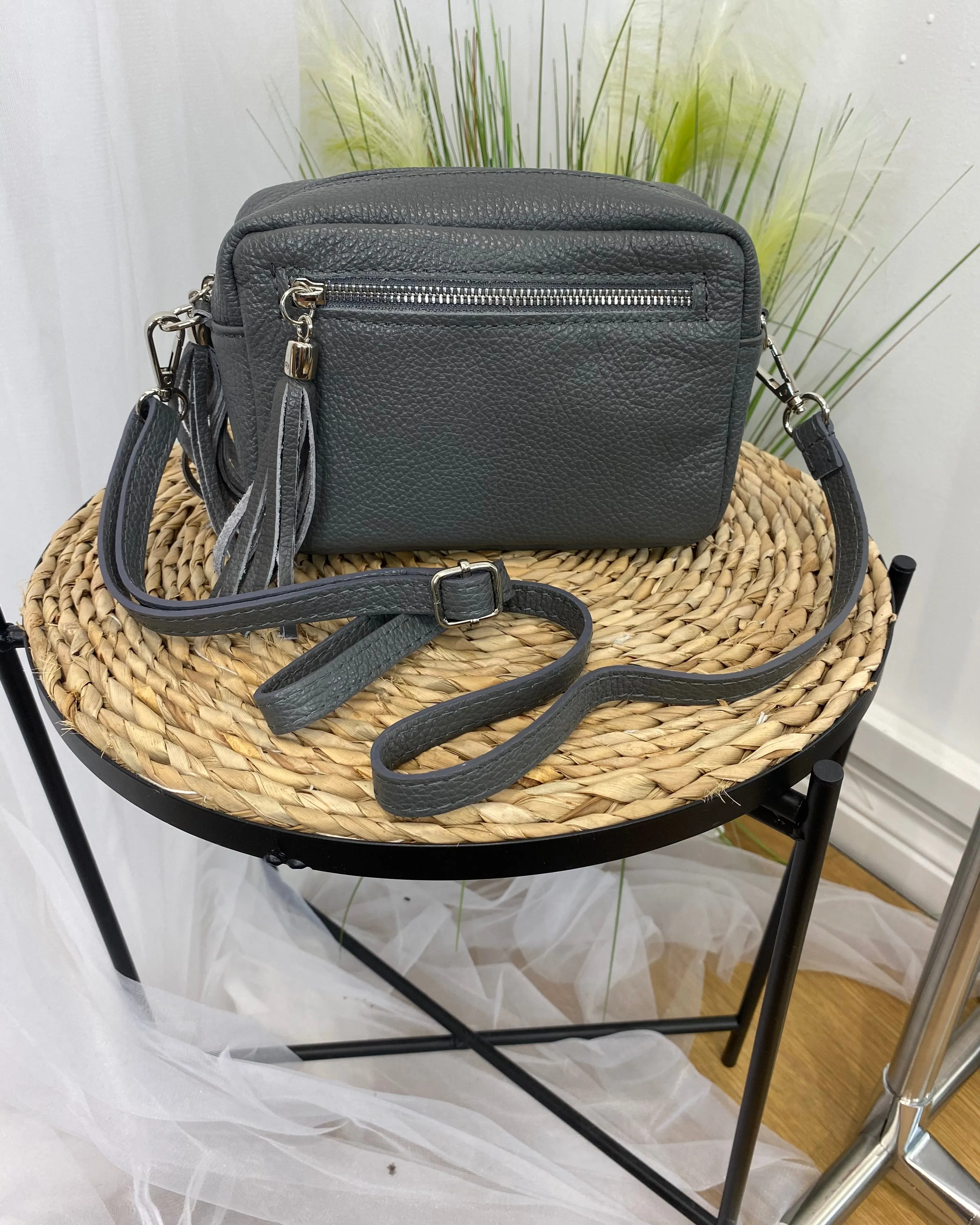 Alison Leather Camera Bag - Charcoal