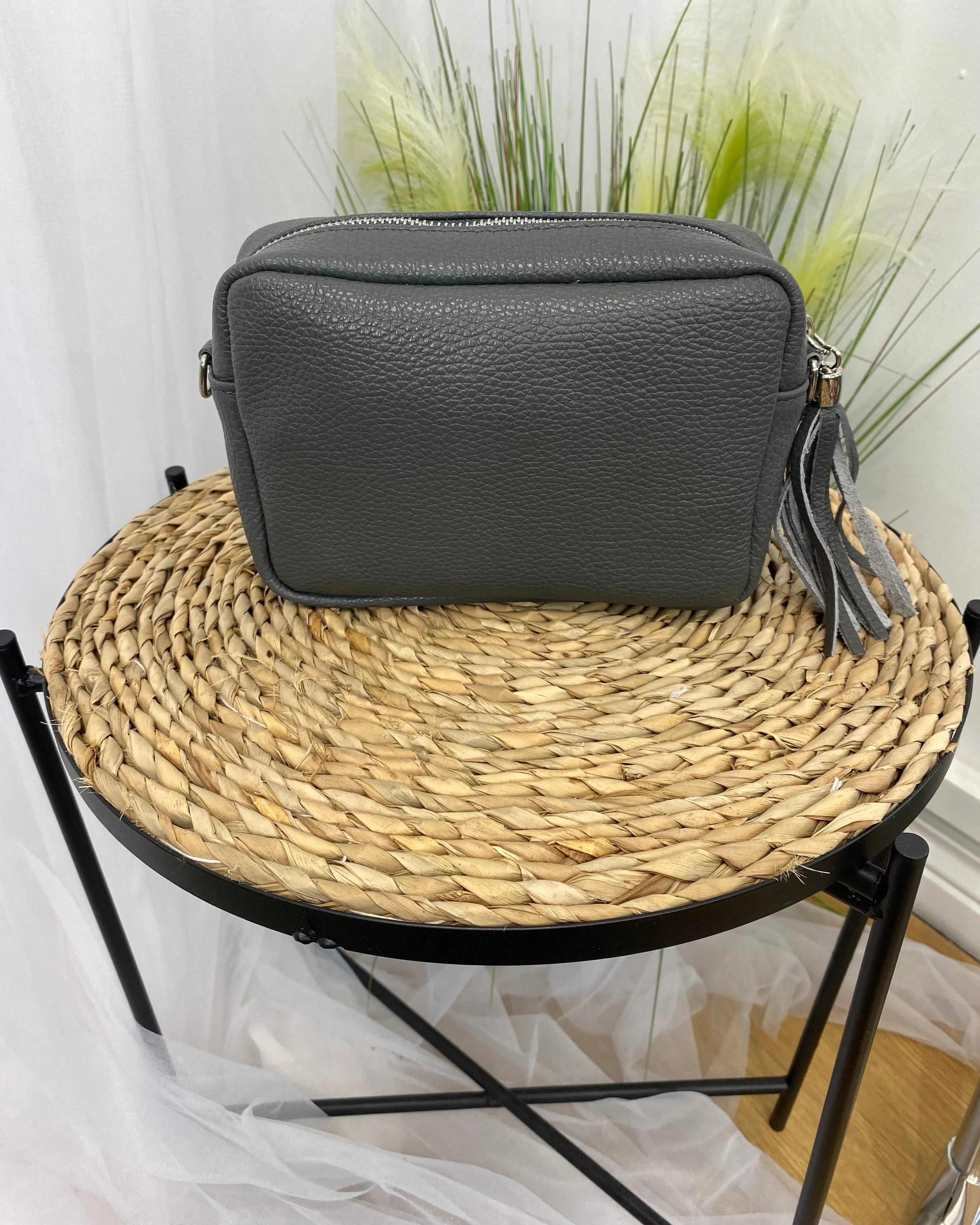 Alison Leather Camera Bag - Charcoal