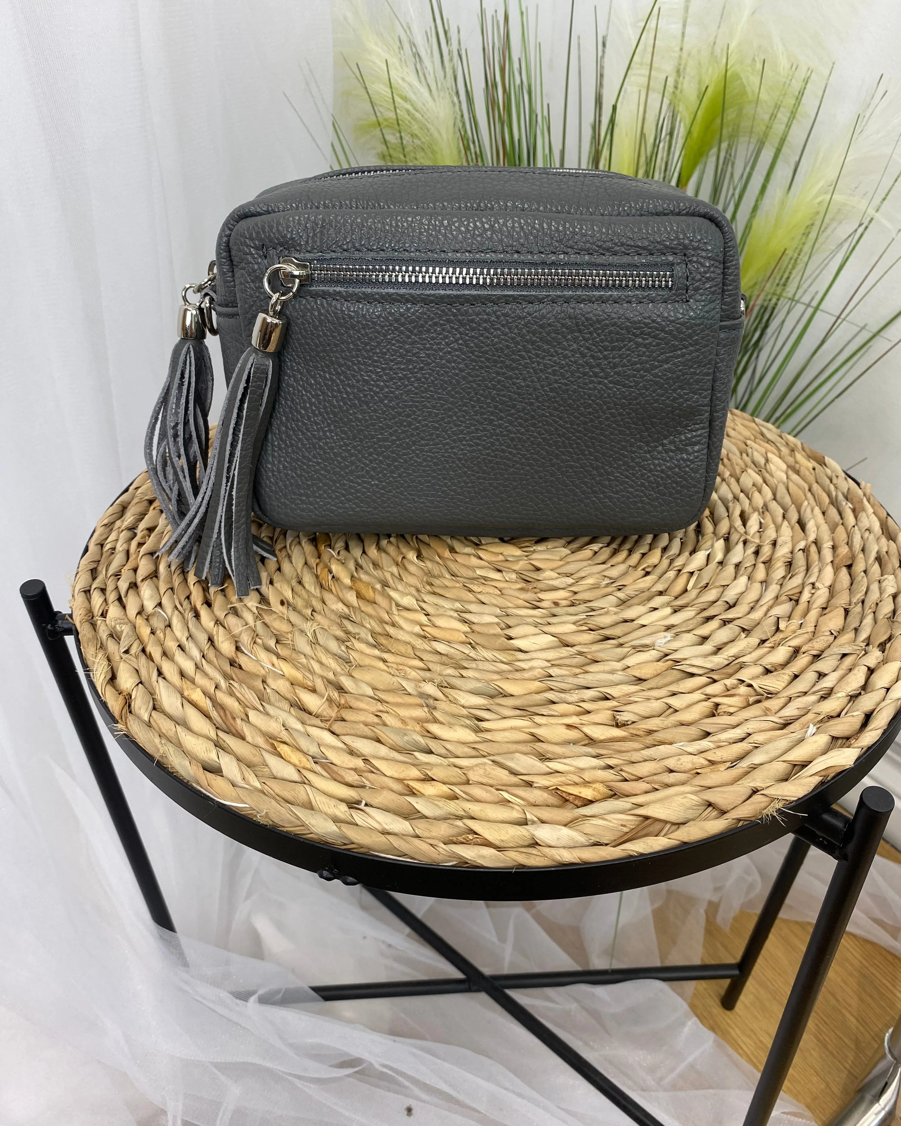 Alison Leather Camera Bag - Charcoal