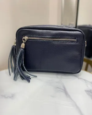 Alison Leather Camera Bag - Navy