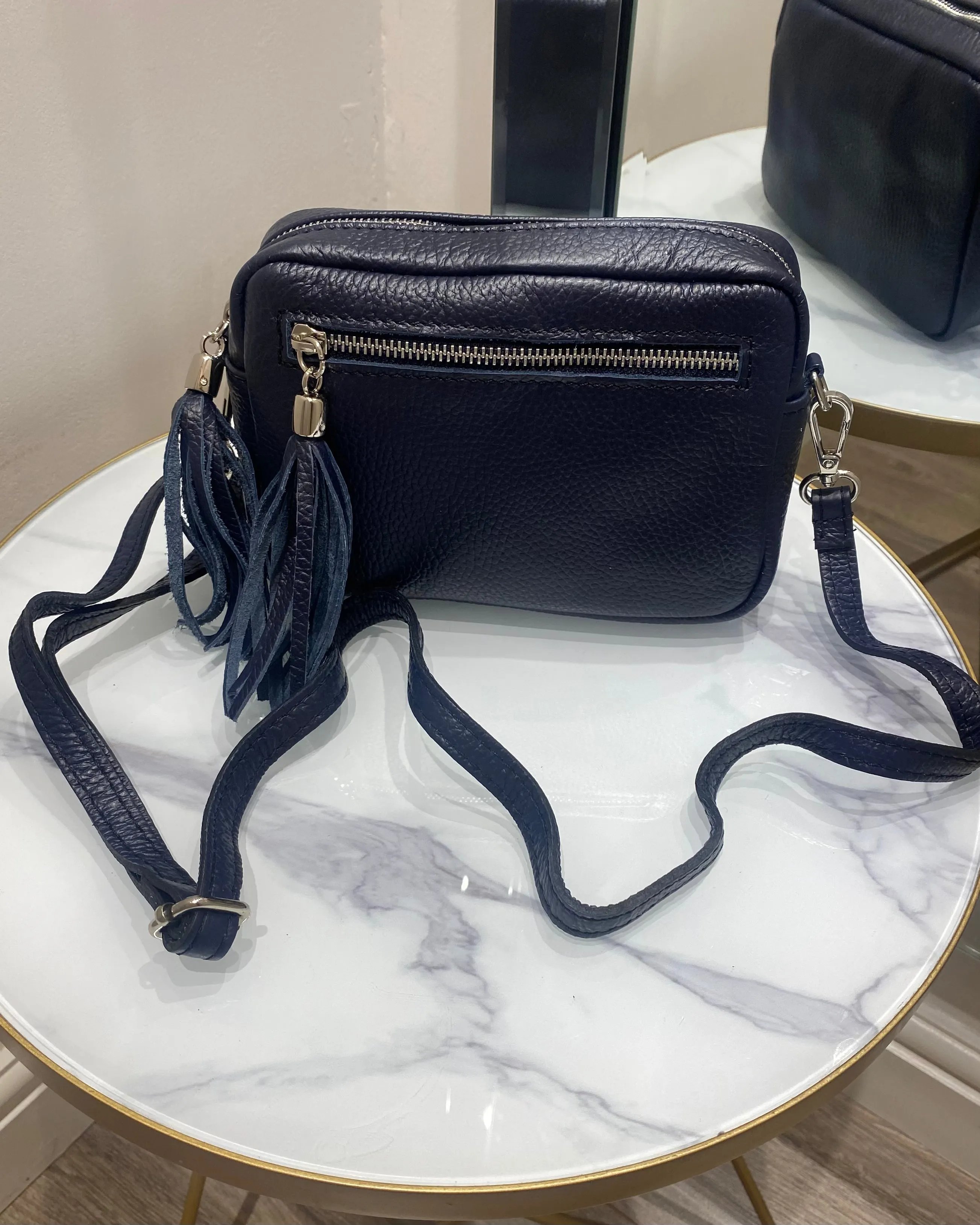 Alison Leather Camera Bag - Navy
