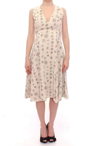 Andrea Incontri  Printed Shift V-neck Sheath Dress