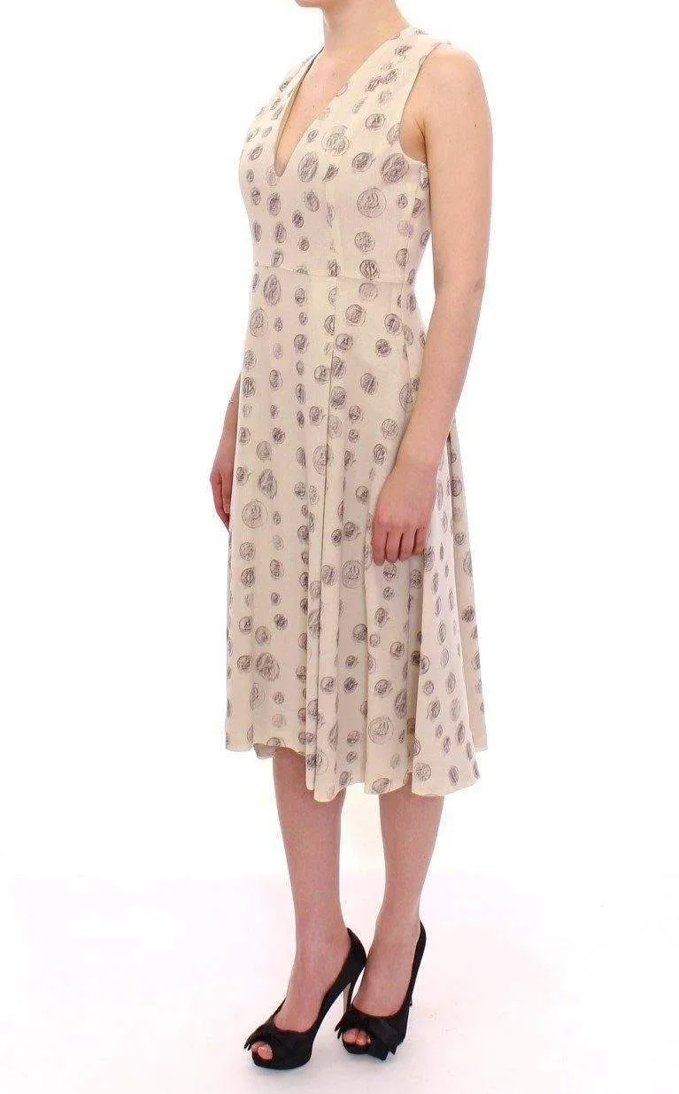 Andrea Incontri  Printed Shift V-neck Sheath Dress