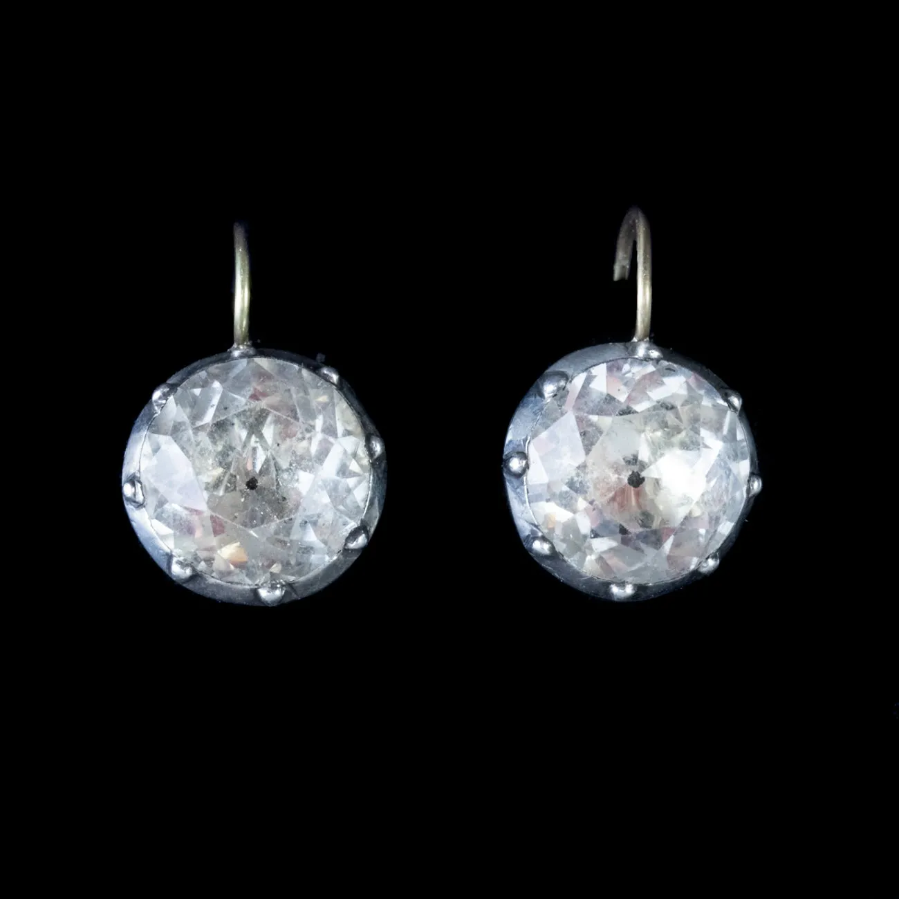 Antique Georgian Paste Earrings Silver 18Ct Gold Circa 1800