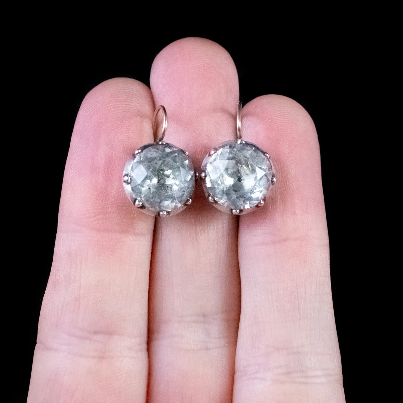 Antique Georgian Paste Earrings Silver 18Ct Gold Circa 1800
