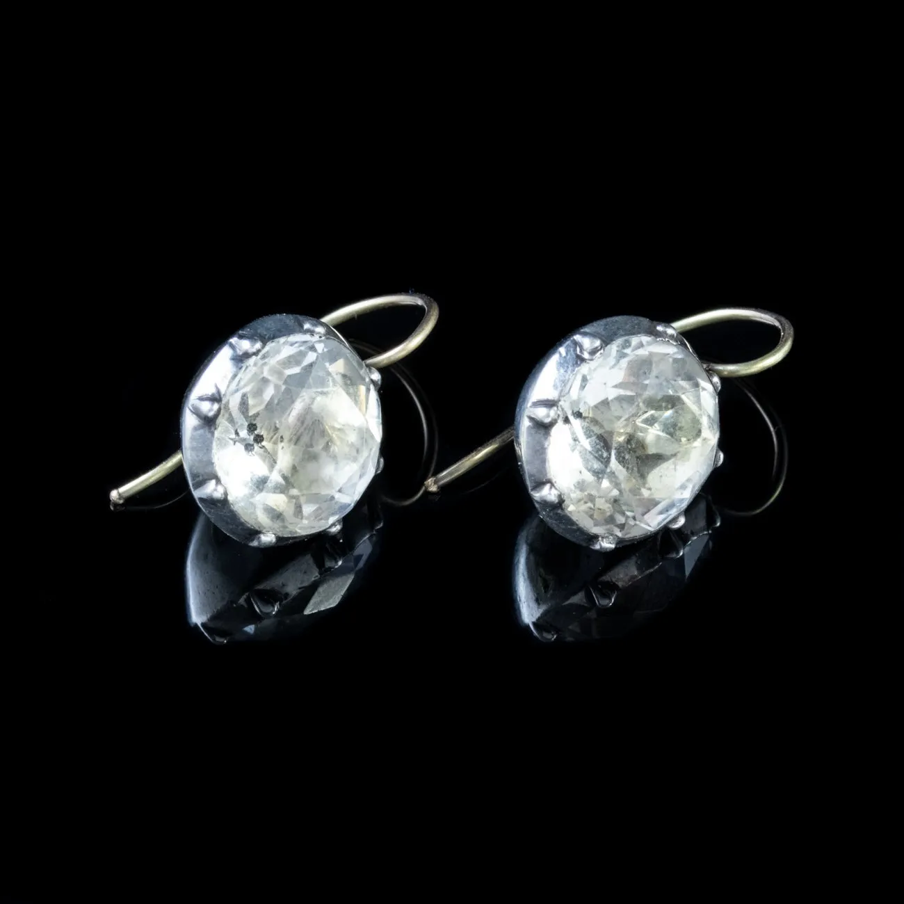 Antique Georgian Paste Earrings Silver 18Ct Gold Circa 1800
