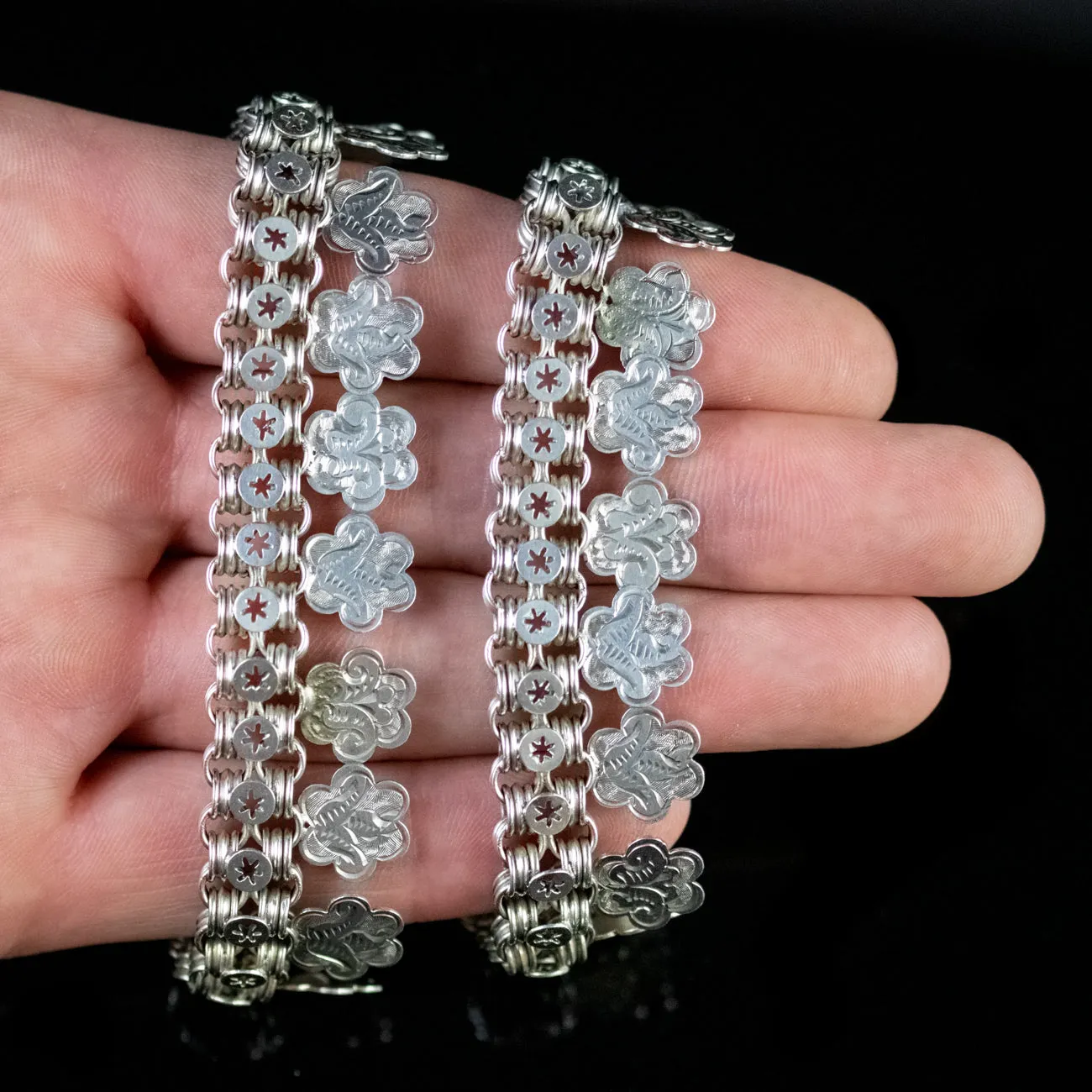 Antique Victorian Silver Collar Link Necklace Circa 1880