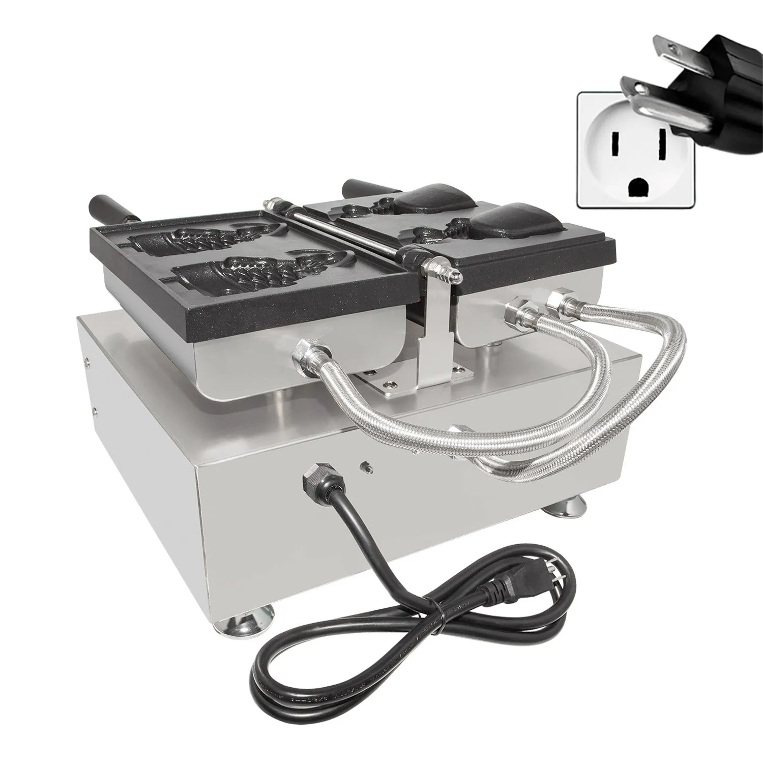 AP-199 Taiyaki Fish Waffle Maker | Electric Taiyaki Iron | 2 Open-Mouth Fish-Shaped Waffles | Nonstick