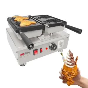 AP-199 Taiyaki Fish Waffle Maker | Electric Taiyaki Iron | 2 Open-Mouth Fish-Shaped Waffles | Nonstick