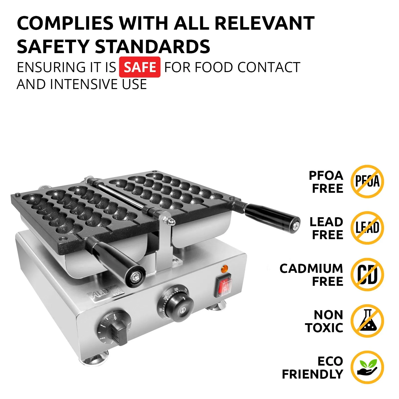 AP-447 Waffle Stick Maker | 3 Bead-Shaped Waffles | Round-Shaped Waffles