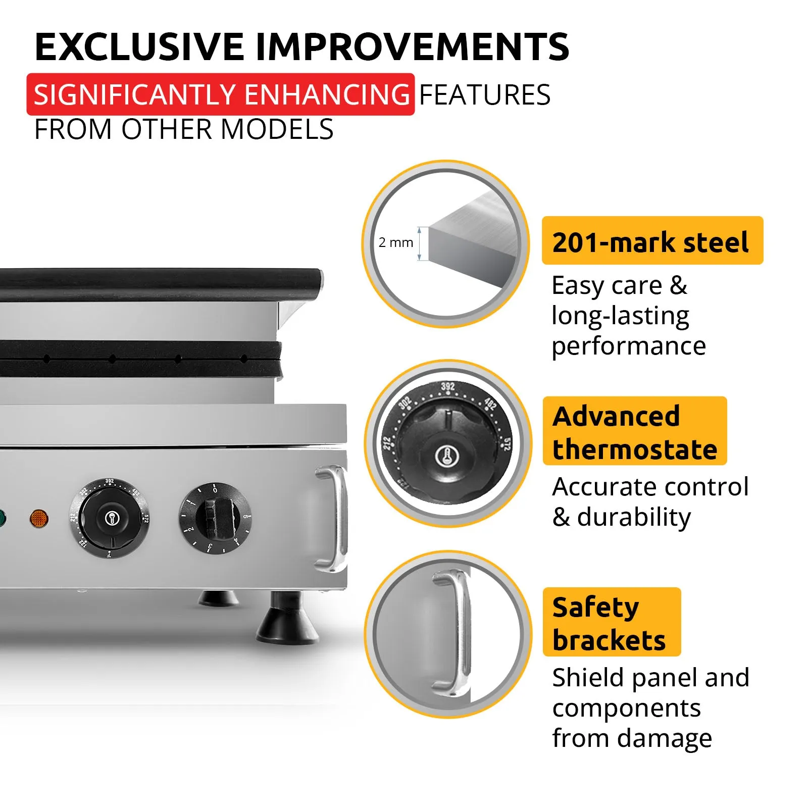 AP-503 Waffle Stick Maker | Professional Stainless Steel Waffle Iron | 6 Small Stick Waffles