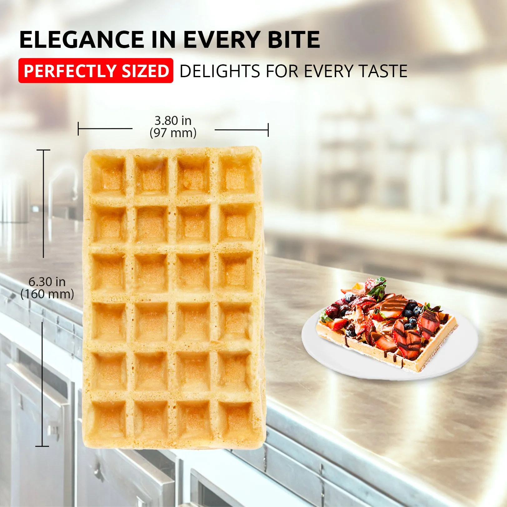 AP-514 Belgian Waffle Maker Thick | Belgian Waffle Iron | Press Type | 2 Square Waffles | Business Use | Stainless Steel | Nonstick