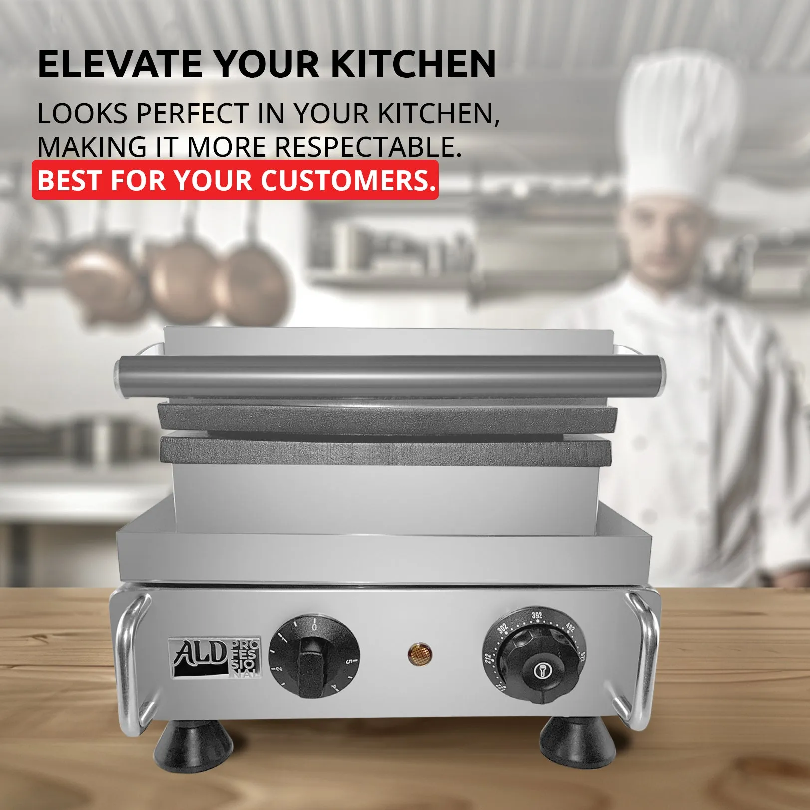 AP-514 Belgian Waffle Maker Thick | Belgian Waffle Iron | Press Type | 2 Square Waffles | Business Use | Stainless Steel | Nonstick