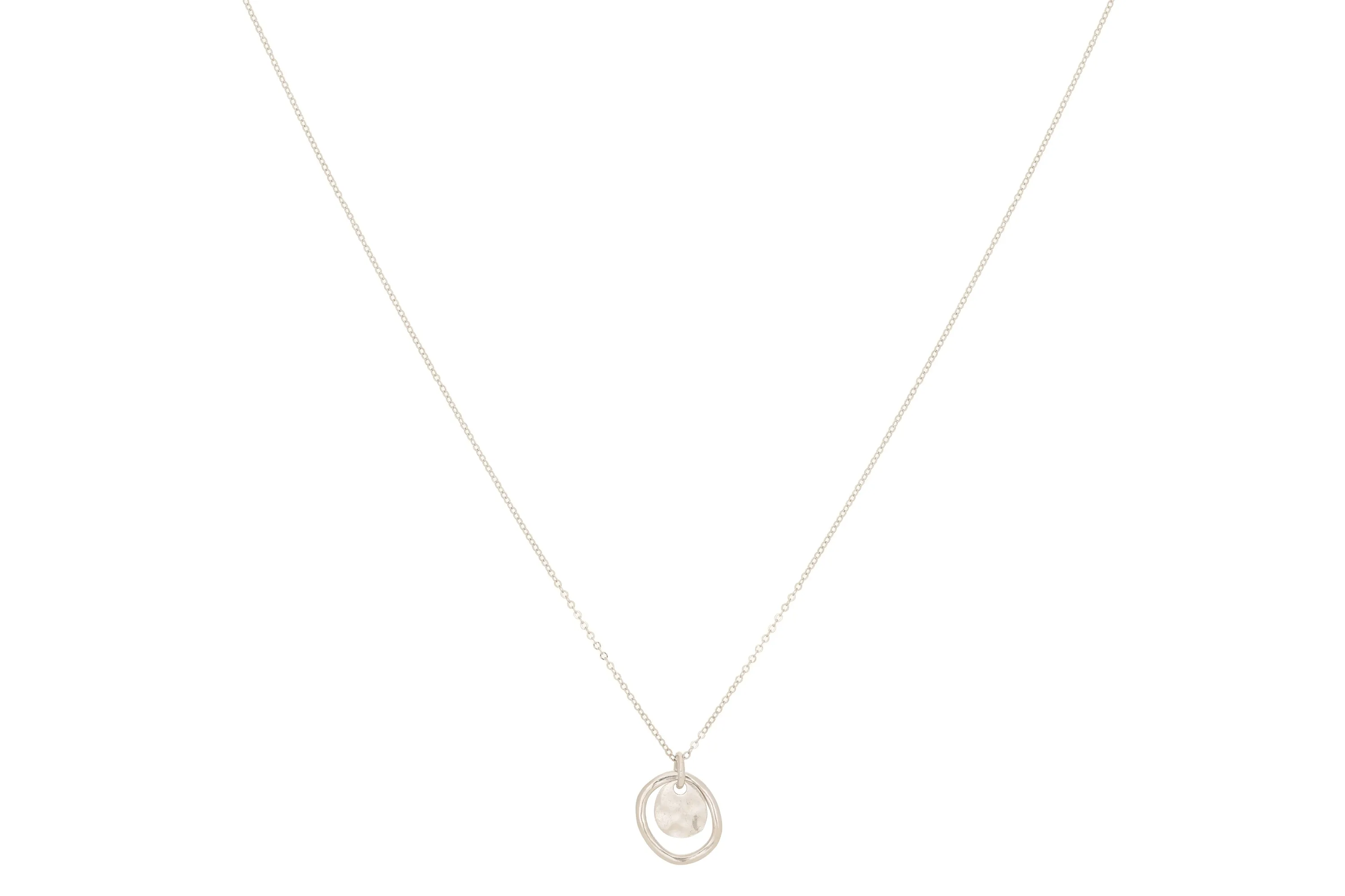 Aperol Sterling Silver Battered Silver Disc Necklace