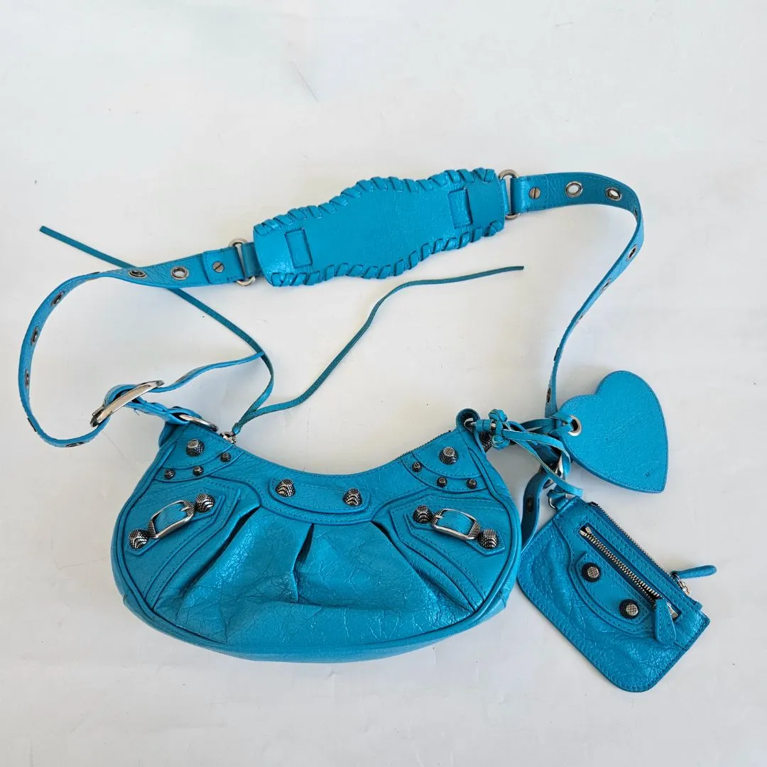 Balenciaga Le Cagole XS Blue  Leather Shoulder Bag