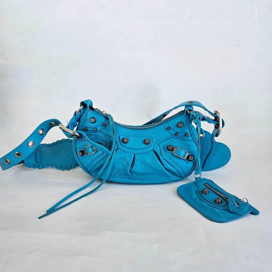 Balenciaga Le Cagole XS Blue  Leather Shoulder Bag