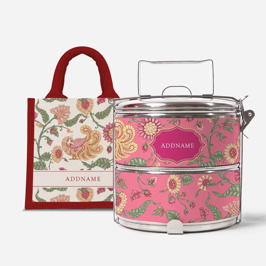 Batik Cempaka - Lunch Tote Bag with Two-Tier Tiffin Carrier
