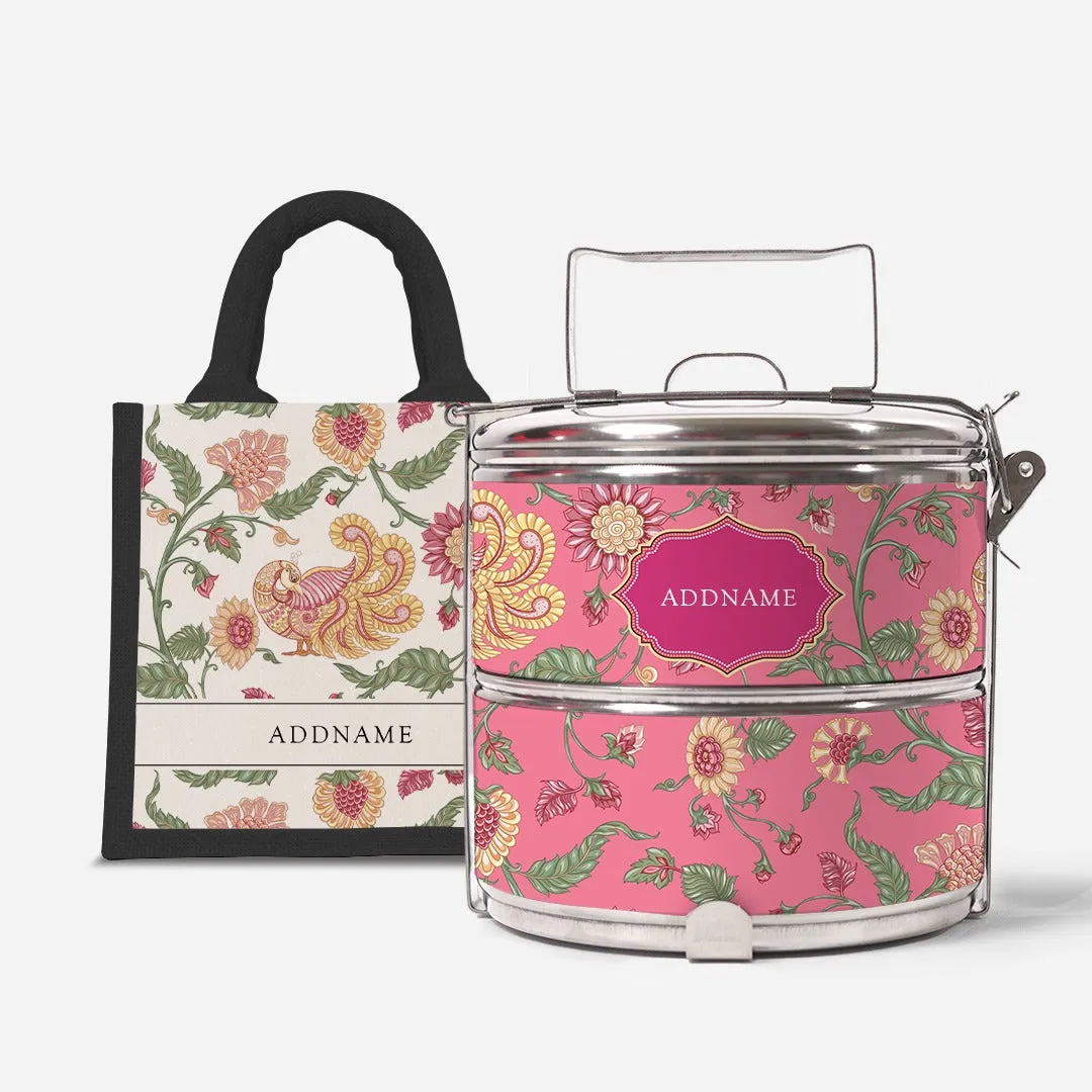 Batik Cempaka - Lunch Tote Bag with Two-Tier Tiffin Carrier