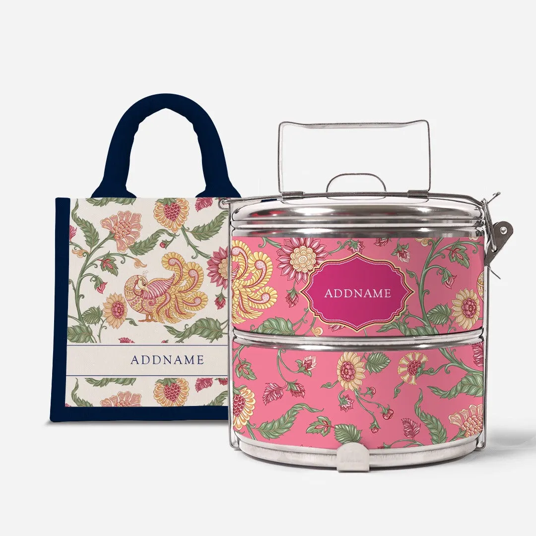 Batik Cempaka - Lunch Tote Bag with Two-Tier Tiffin Carrier