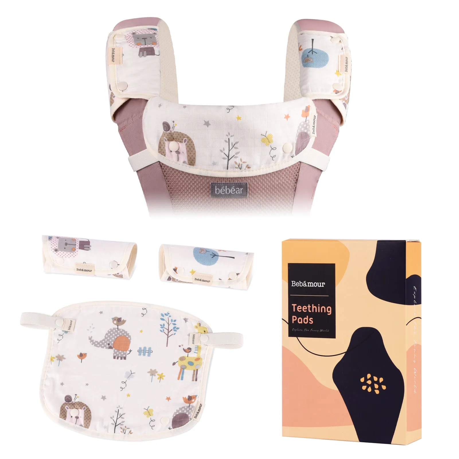 Bebamour Teething Pads for Baby Carrier, 100% Cotton Drool Bibs for Baby Carrier Newborn to Toddler