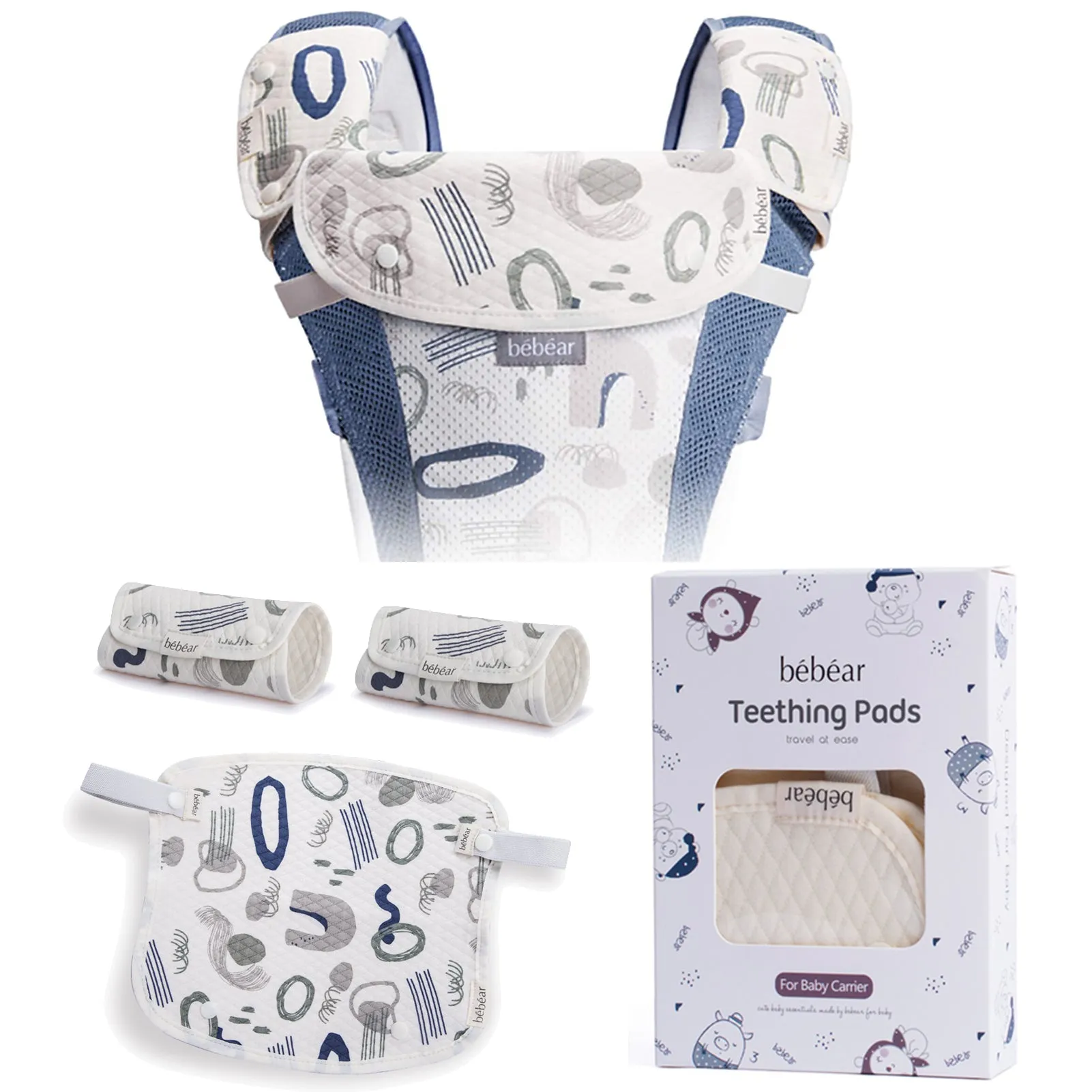 Bebamour Teething Pads for Baby Carrier, 100% Cotton Drool Bibs for Baby Carrier Newborn to Toddler