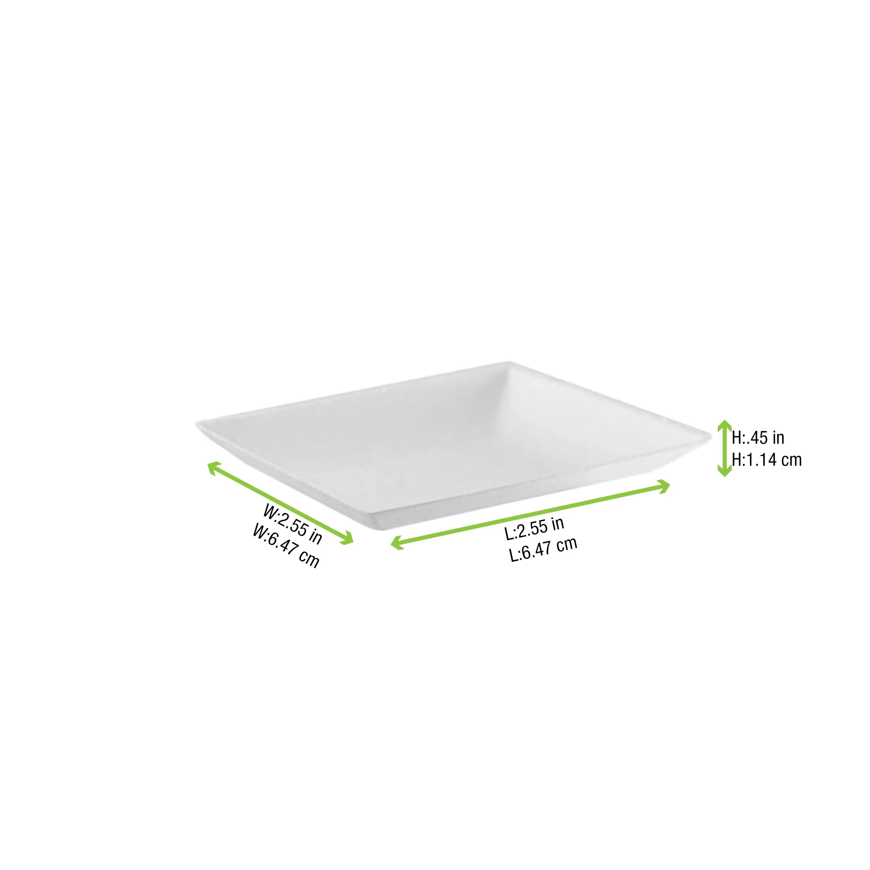 Bionchic Mini White Sugarcane Plate - L:2.55 X W:2.55 X H:.45in 300 Pcs/Cs