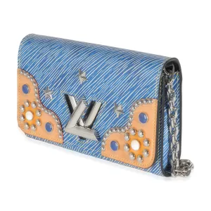Blue Epi Studded Twist Chain Wallet