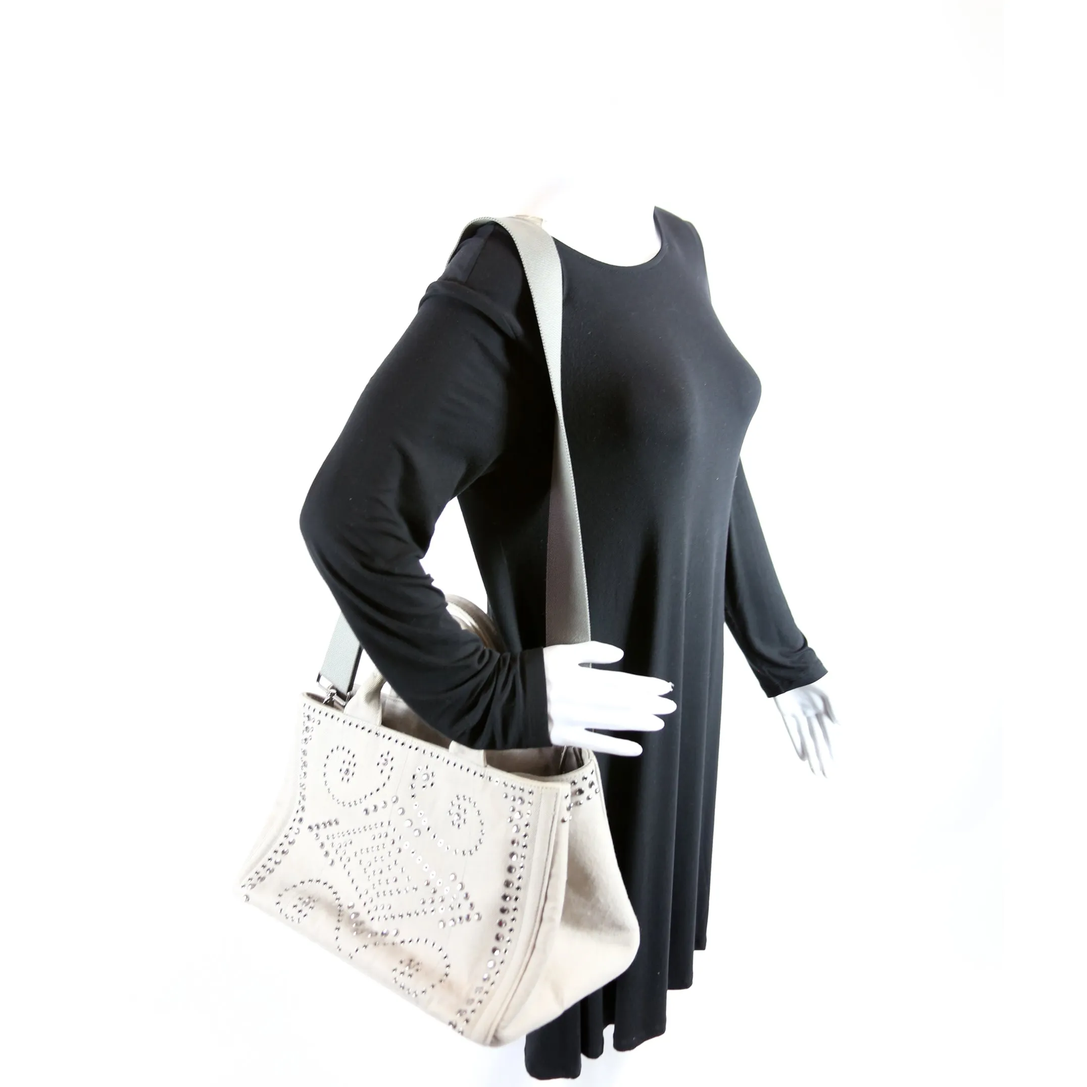 BM2642 Canapa Studded Canvas Tote Grey