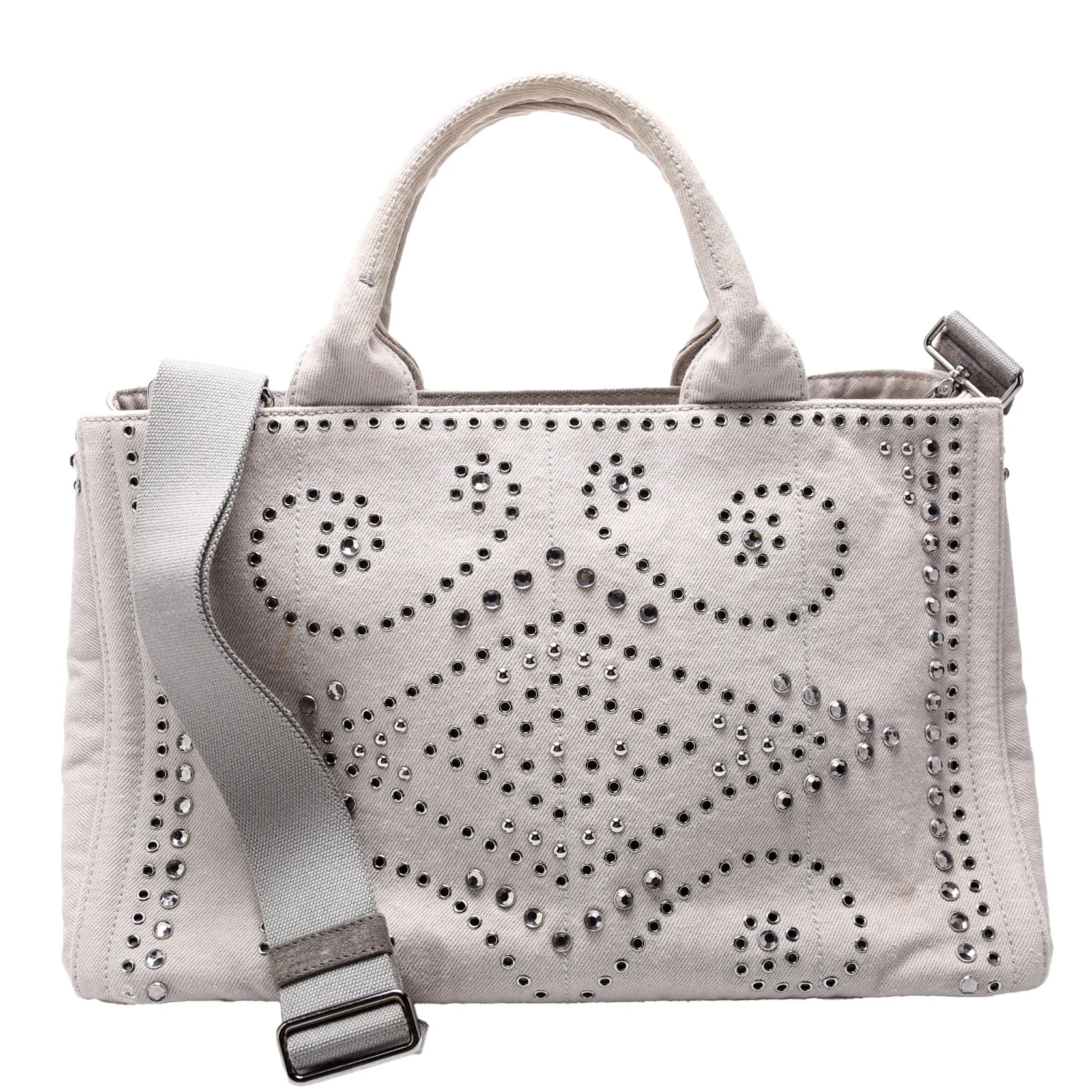 BM2642 Canapa Studded Canvas Tote Grey