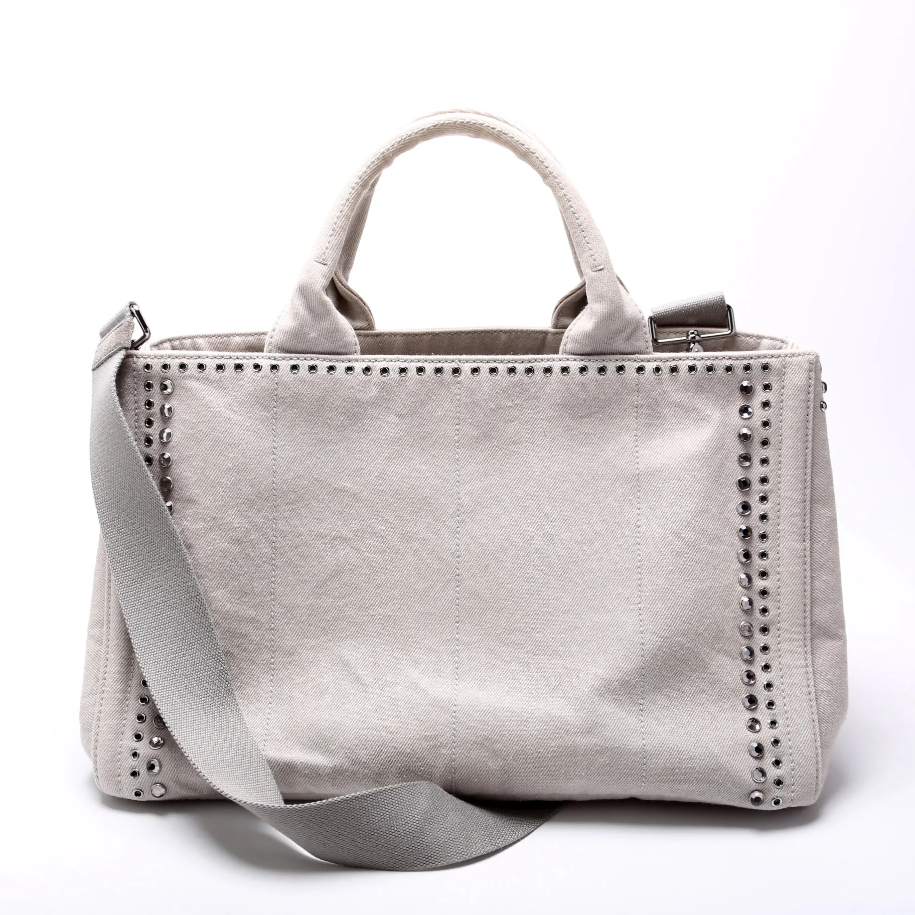 BM2642 Canapa Studded Canvas Tote Grey