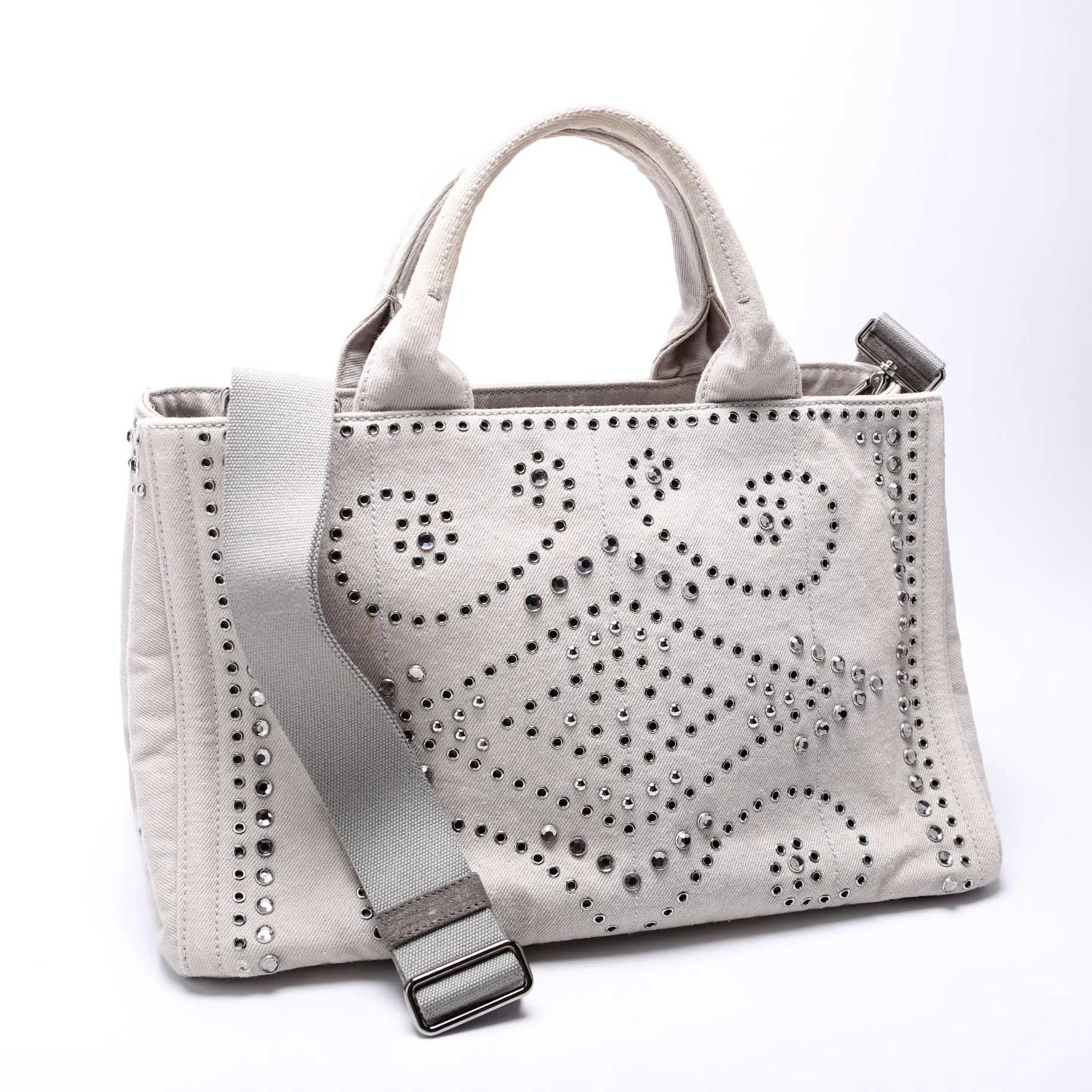 BM2642 Canapa Studded Canvas Tote Grey