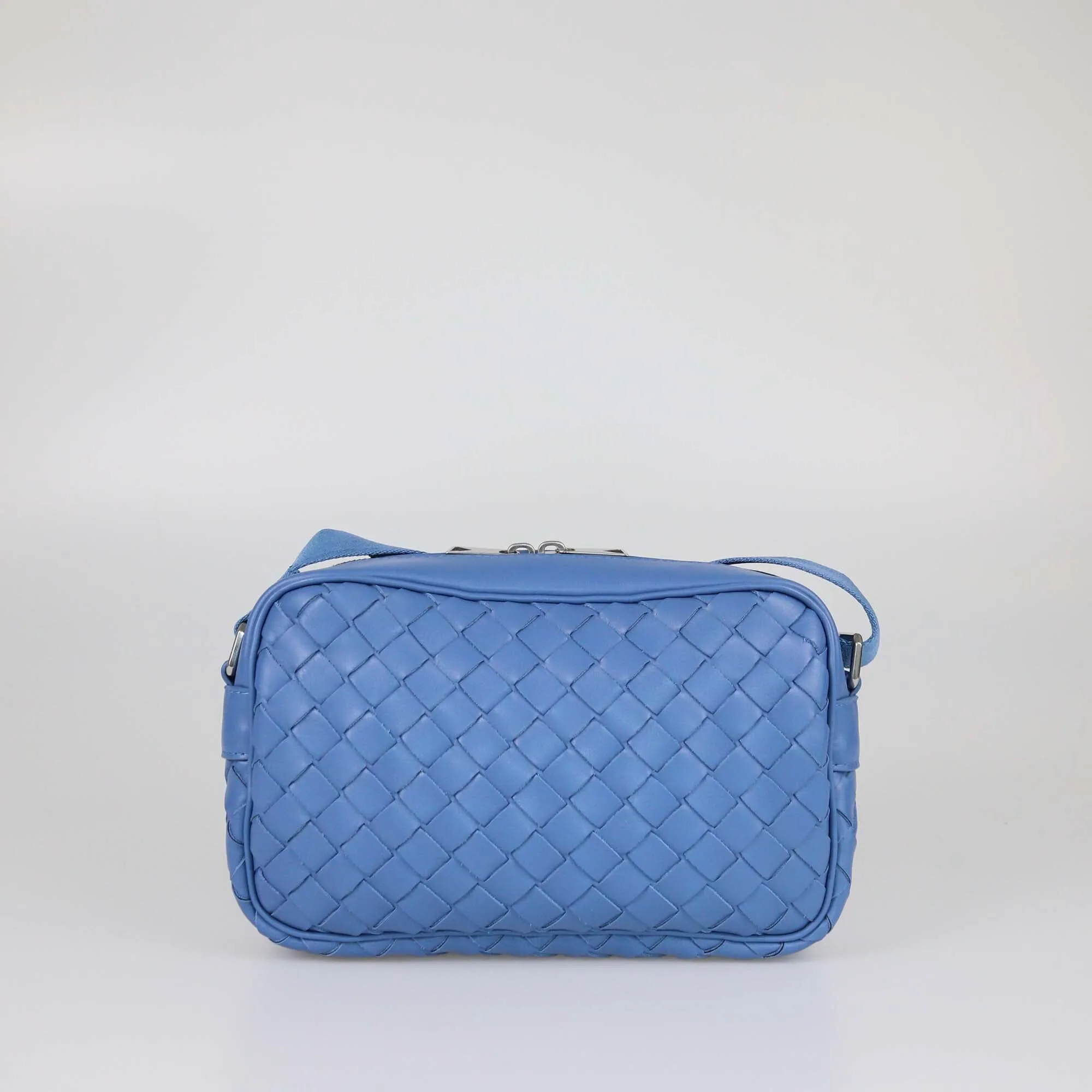 Bottega Veneta Blue Intrecciato Small Camera Bag