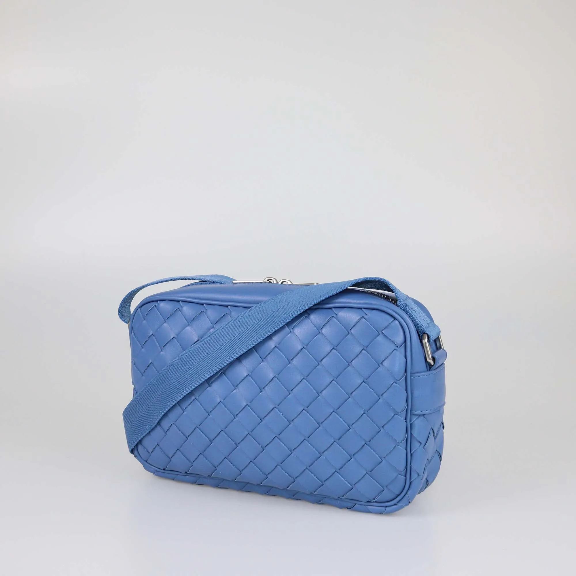 Bottega Veneta Blue Intrecciato Small Camera Bag