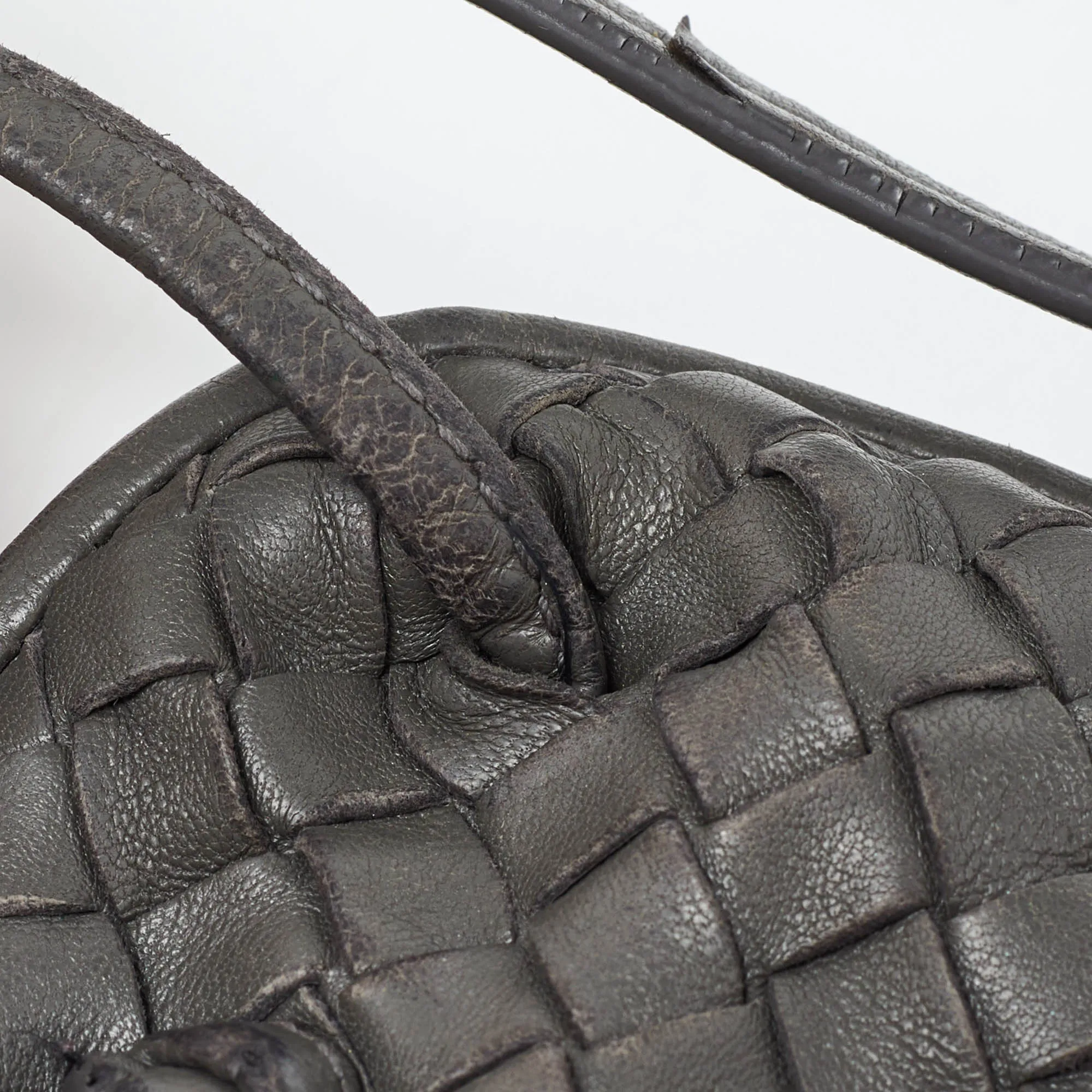 BOTTEGA VENETA Grey Intrecciato Leather Nodini Double Zip Crossbody Bag