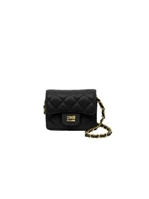 Cavalli Class COMO Black Mini Quilted Crossbody  Bag