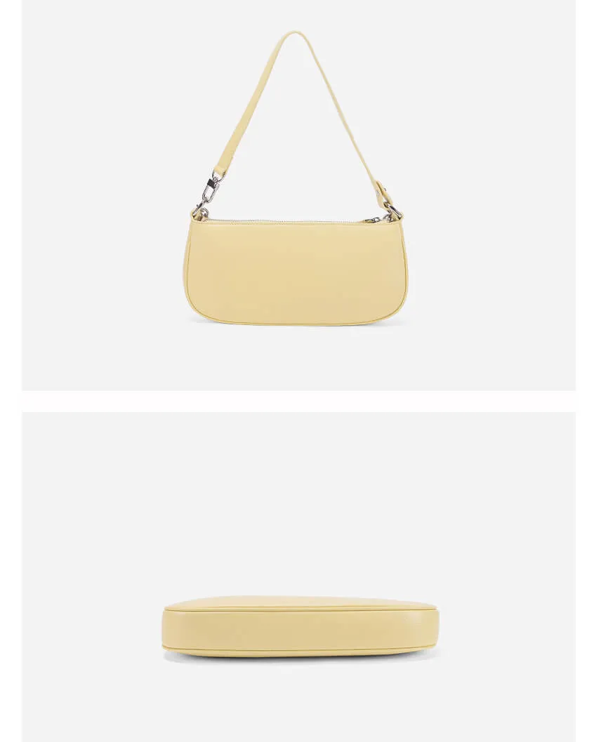 Chain Leather Baguette Shoulder Bag