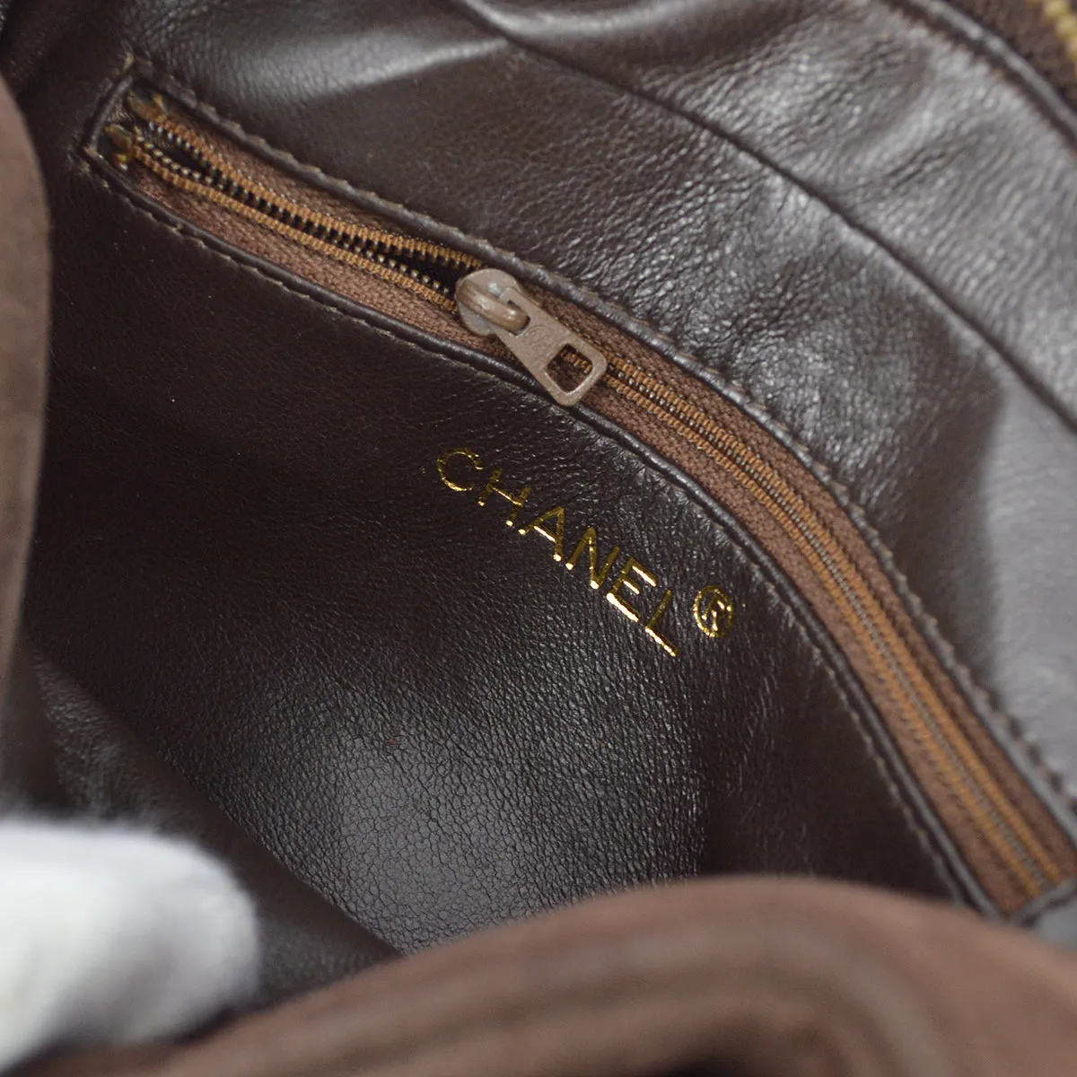 Chanel 1991-1994 Brown Suede Mademoiselle Camera Bag Mini