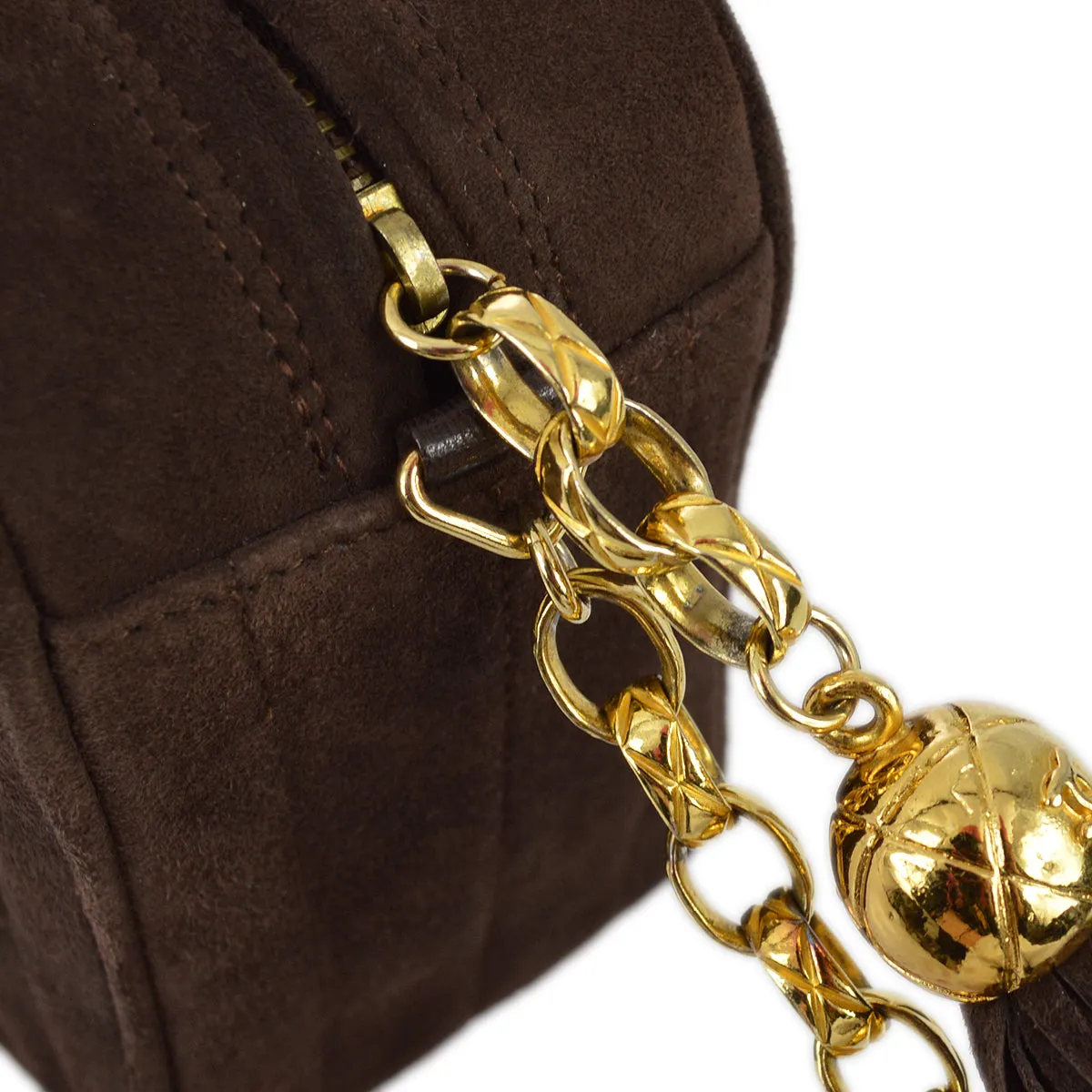 Chanel 1991-1994 Brown Suede Mademoiselle Camera Bag Mini