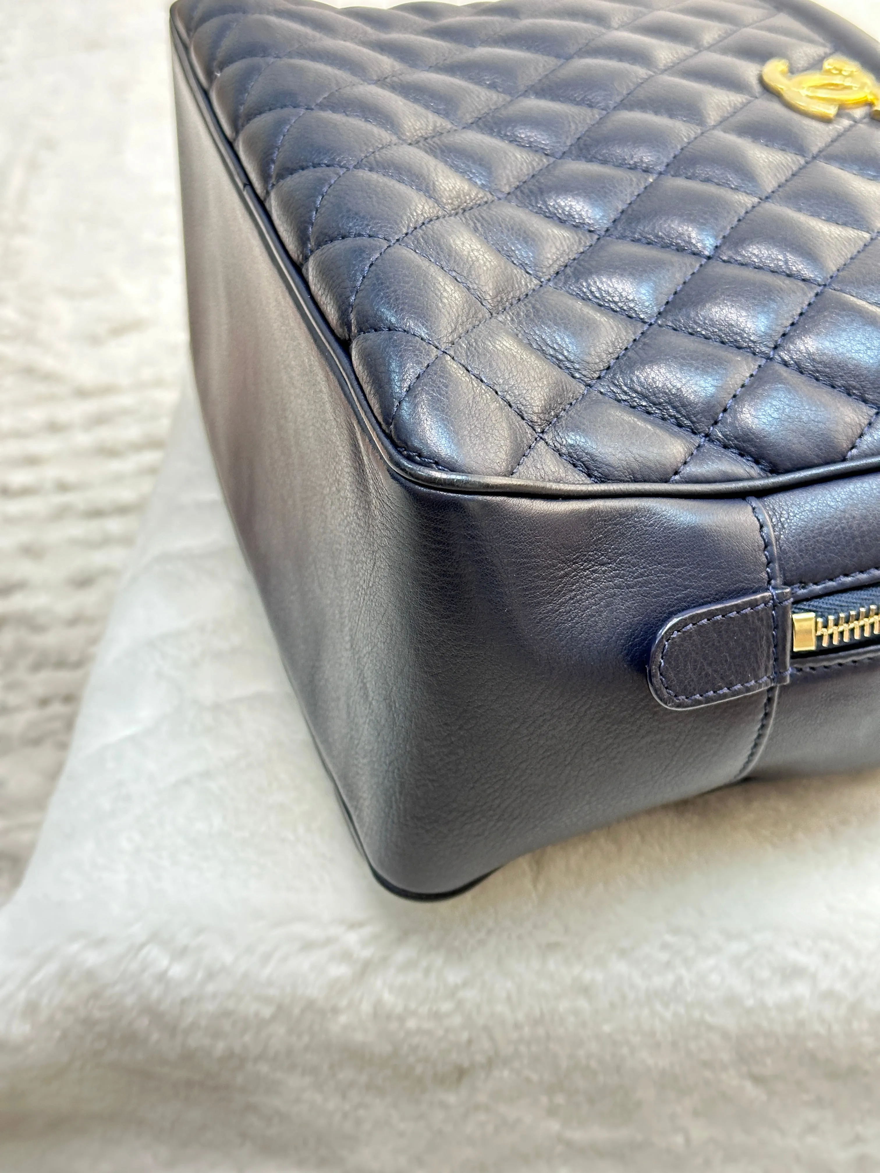 Chanel CC Top Handle Vanity Case Quilted Calfskin Small
